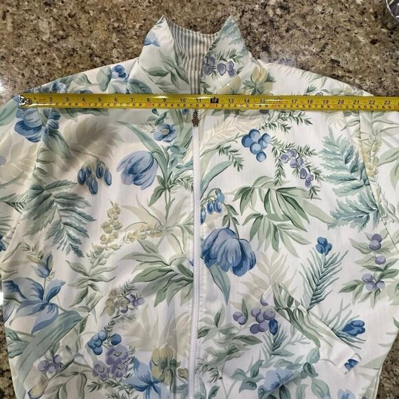 Vintage 90’s Reversible Floral Striped Cottagecore Coquette Zip Up Jacket Large - Picture 15 of 16